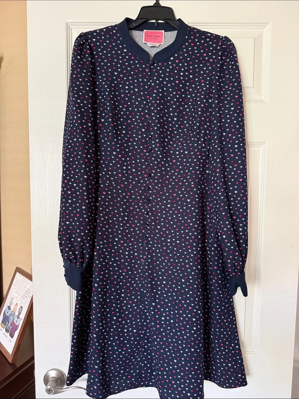 kate spade navy dress with pink heart pattern (NWT)